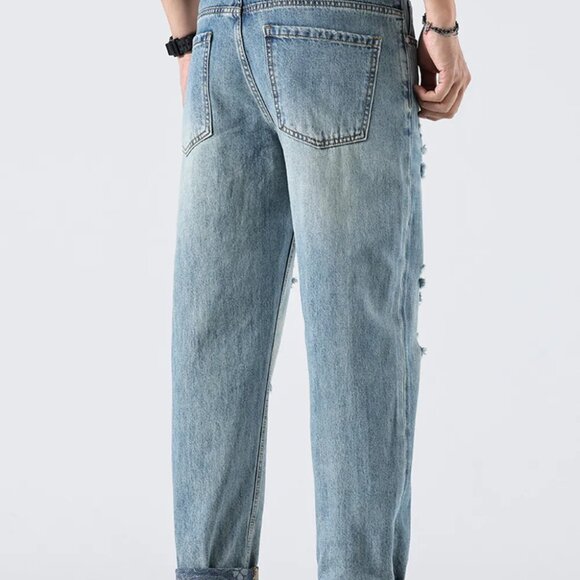 Men's Distressed Loose‎ Fit Jeans - Picture 6 of 8